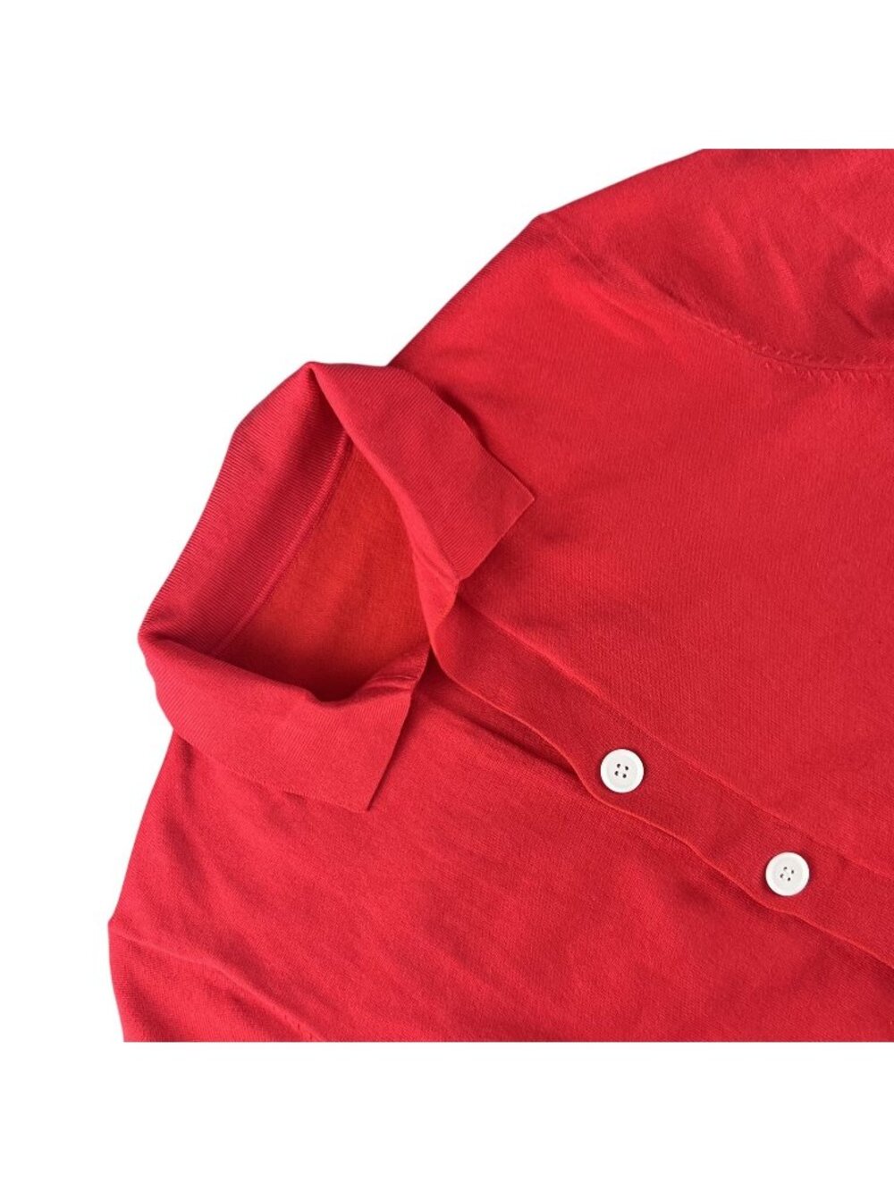 Mens Cardigan Sweater Medium Red Collared Button Front Stretch Knit Casual Soft